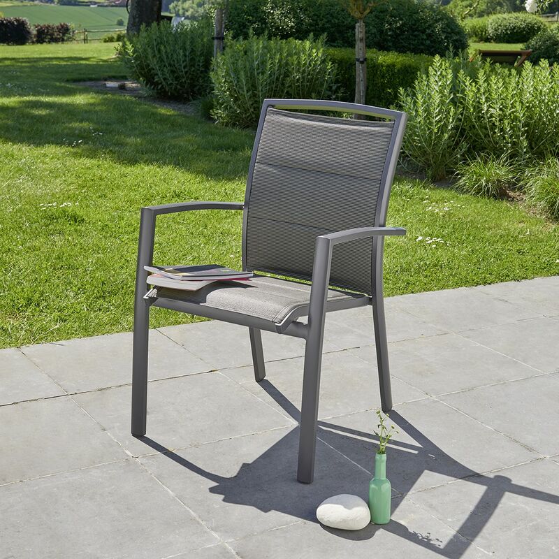 Fauteuil de jardin en aluminium et textilène gris - Gris