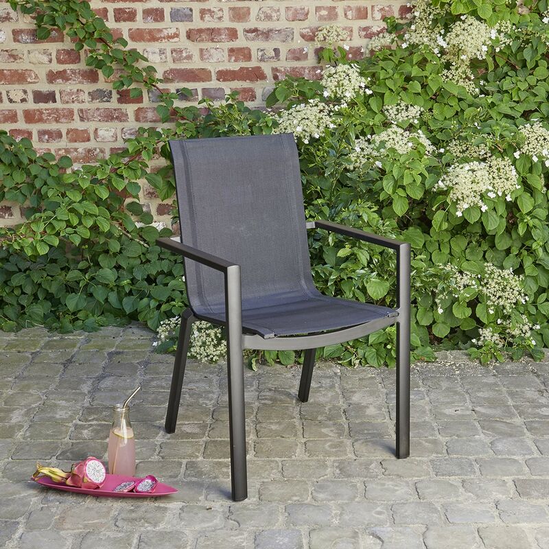 Fauteuil de jardin en aluminium et textilène noir - Noir