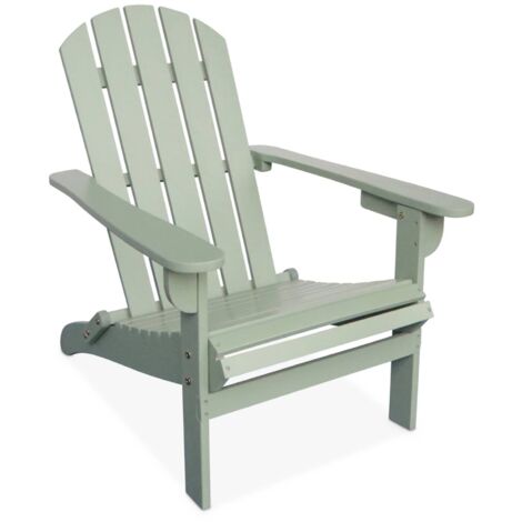 Fauteuil de jardin en bois Adirondack Salamanca vert de gris eucalyptus FSC, chaise de terrasse retro