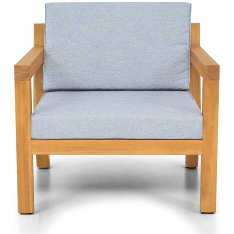 Fauteuil de jardin en bois FSC - coussins gris chiné - Palau