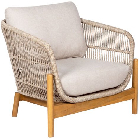 Fauteuil de jardin en corde beige et bois - TERATZA
