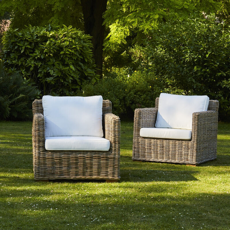 Fauteuil de jardin en kubu naturel (lot de 2)