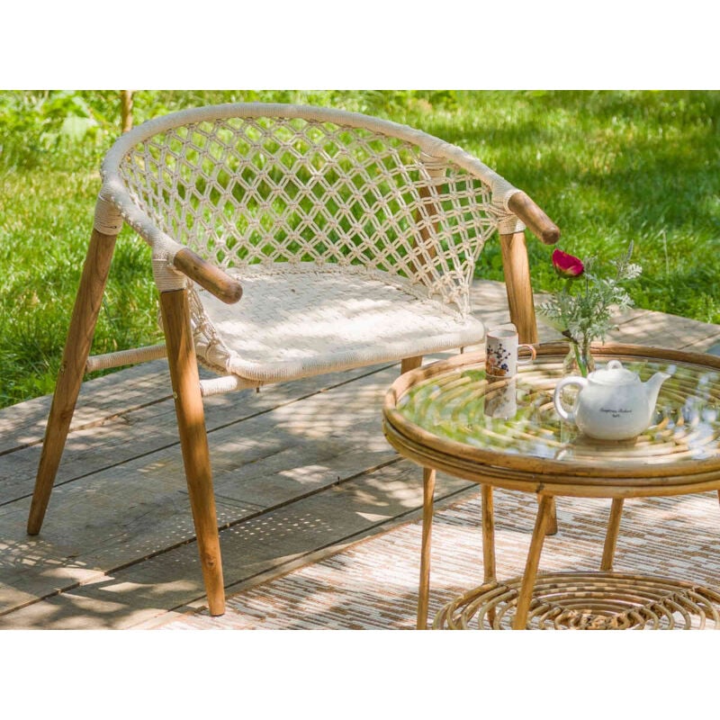 Fauteuil de jardin en macramé coton Jardiline