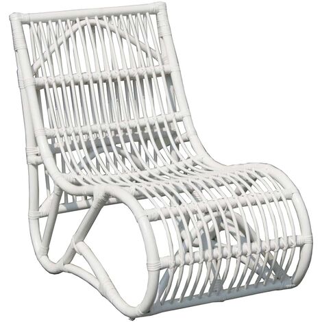 Chillvert – Fauteuil de jardin en rotin naturel blanc – Dimensions 61x94x85 cm – Sans accoudoirs – Poids supporté 120 kg