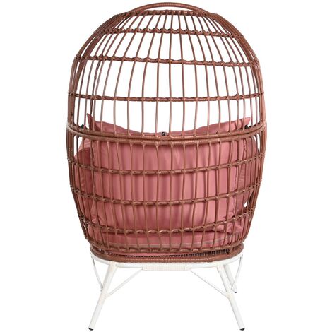 Fauteuil de jardin en rotin synthétique avec coussins - Longueur 99 x Profondeur 71 x hauteur 147 cm -PEGANE-