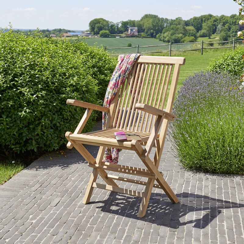 Fauteuil de jardin pliant en teck - Marron