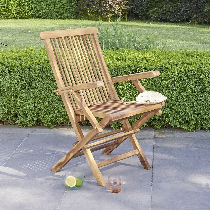 Fauteuil de jardin pliant en teck huilé - Marron