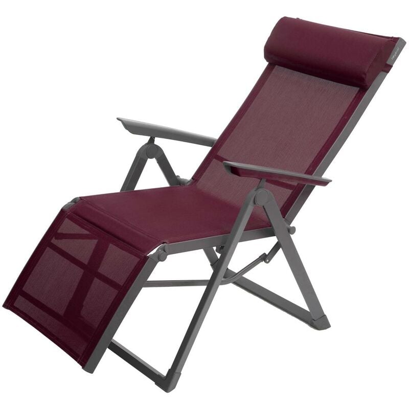 Hesperide - Fauteuil de jardin inclinable Decima bordeaux & graphite 8 positions en aluminium traoté époxy - Hespéride