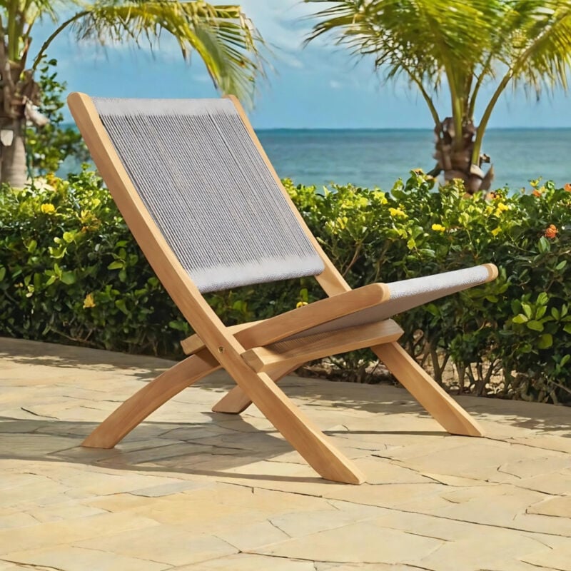 Wanda Collection - Fauteuil de jardin lounge en corde gris Jala