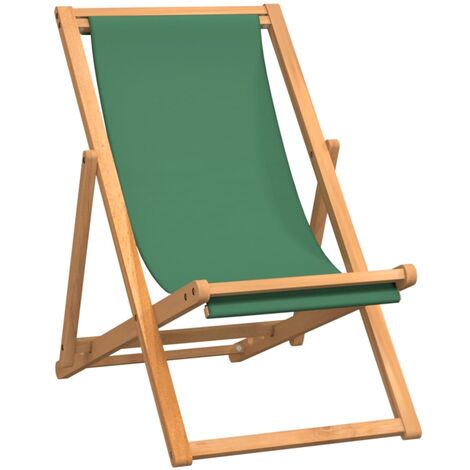 Fauteuil de jardin Moderne - Chaise de plage pliable Bois de teck solide Vert,56 x 105 x 96 cm
