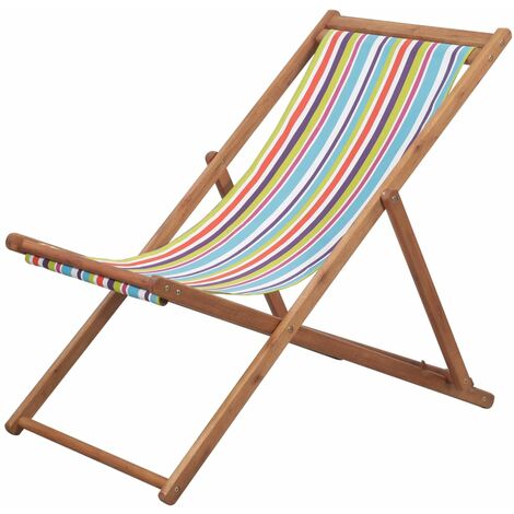 Fauteuil de jardin Moderne - Chaise pliable de plage Tissu et cadre en bois Multicolore,