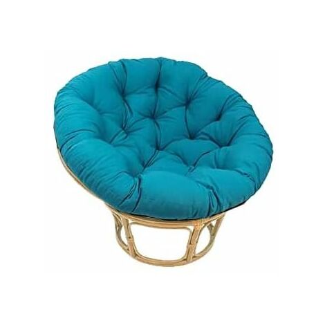 Fauteuil de jardin Papasan en rotin naturel – Coussin bleu – Diamètre 100cm – Confort optimal pour extérieur – Outils Et Nature