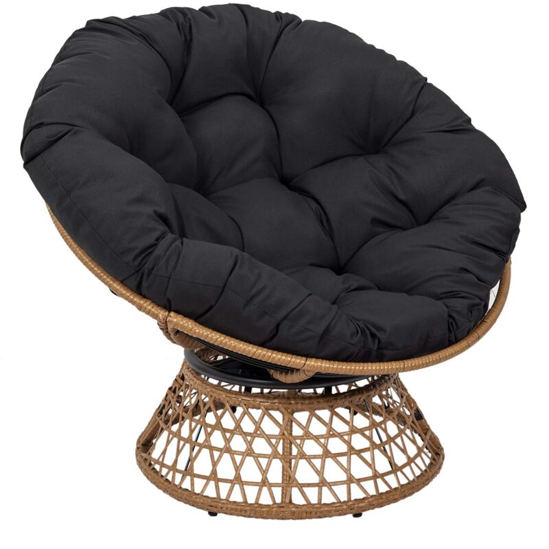 The Home Deco Factory – Fauteuil de jardin Cancun – Structure en acier – Tissage en polyéthylène – Coussin rembourré pour confort – Hauteur d'assise