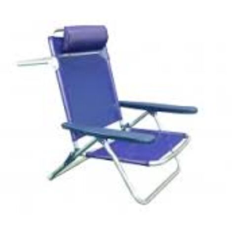 Fauteuil de jardin pliable en aluminium – Chaise relax avec accoudoirs – Assise en textilène – Reclinable 5 positions – Dimensions 61x53x81cm