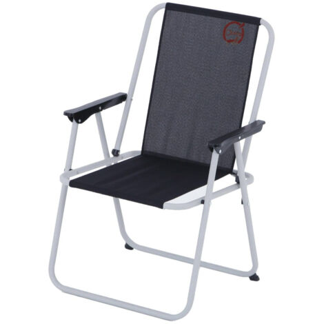 Fauteuil de jardin pliable noir – Structure acier époxy – Dimensions 57 x 80 x 55 cm – Hauteur d'assise 35 cm – O'Camp