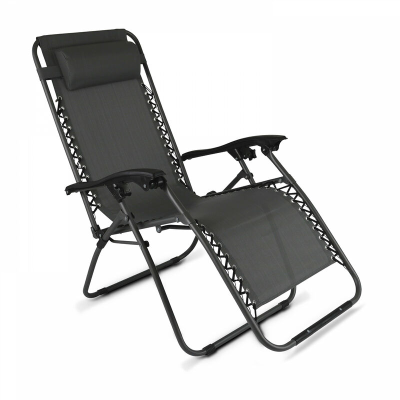 Fauteuil de jardin relax pliant (160 x 65 x 110 cm) Monaco - Multicolore - Gris
