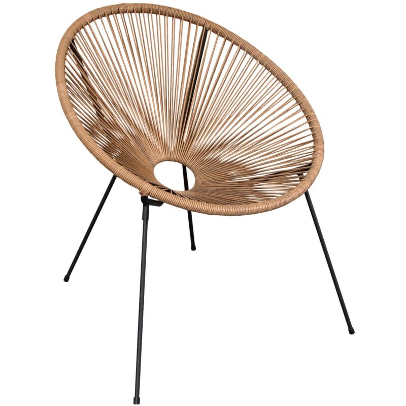 Mobili Rebecca - Fauteuil de Jardin Rebecca Mobili Batikh 80x70x76 Acier pe Beige Noir Vintage