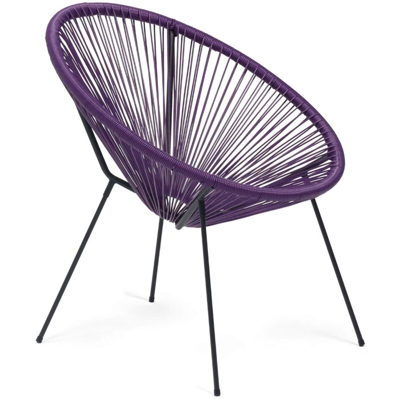 Mobili Rebecca - Fauteuil de Jardin Rebecca Mobili Papatya 80x70x76 Acier pe Violet Noir Vintage