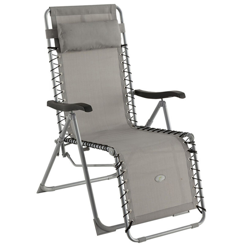 Fauteuil détente d'extérieur Hespéride Silos gris galet - Gris