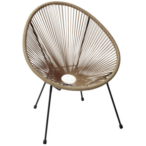 Fauteuil de jardin Rio confort naturel – Bois massif et fibres naturelles – Style bohème chic – H 70 x L 80 x P 85 cm – Forza
