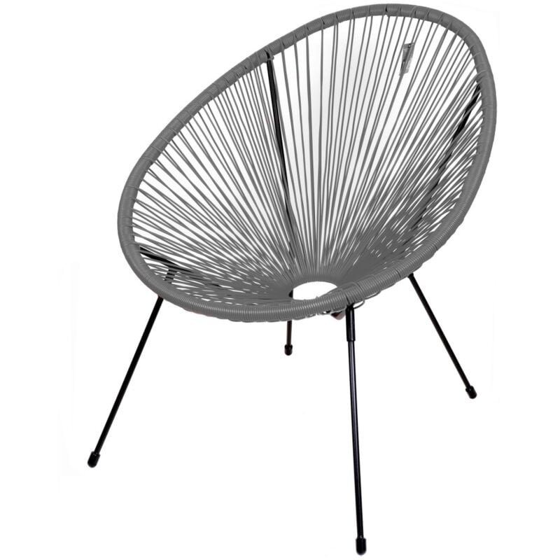 Meublorama - Fauteuil de jardin rond en résine coloris gris foncé 56x88x72 cm