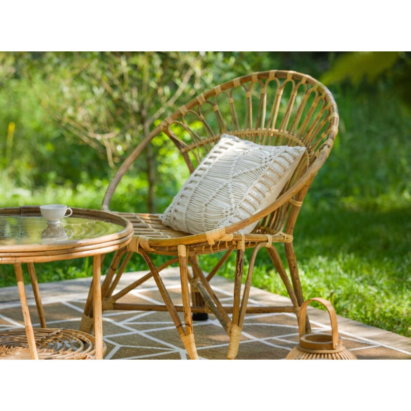 Fauteuil de jardin rond en rotin tressée Jardiline