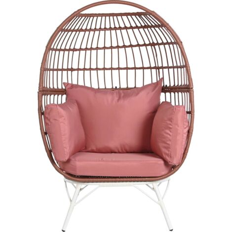 Fauteuil de jardin rotin synthétique élégance et confort - Terracotta et blanc modernes