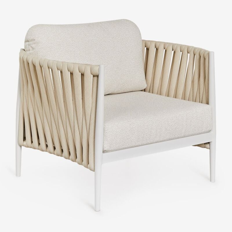 Sklum - Fauteuil de jardin Sereilen en aluminium et tissu bouclé