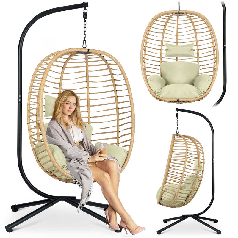 Fauteuil de jardin suspendu noir Toskana + coussins Sofotel beiges