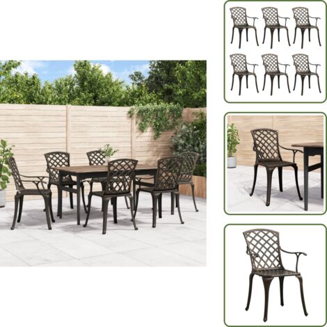Fauteuil de jardin - vidaXL Chaises de jardin lot de 6 fonte d'aluminium bronze - Chaise de jardin en aluminium