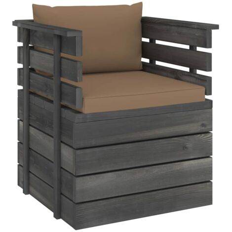 Fauteuil de jardin，Chaise d'extérieur avec coussins Bois de pin CFW6750403