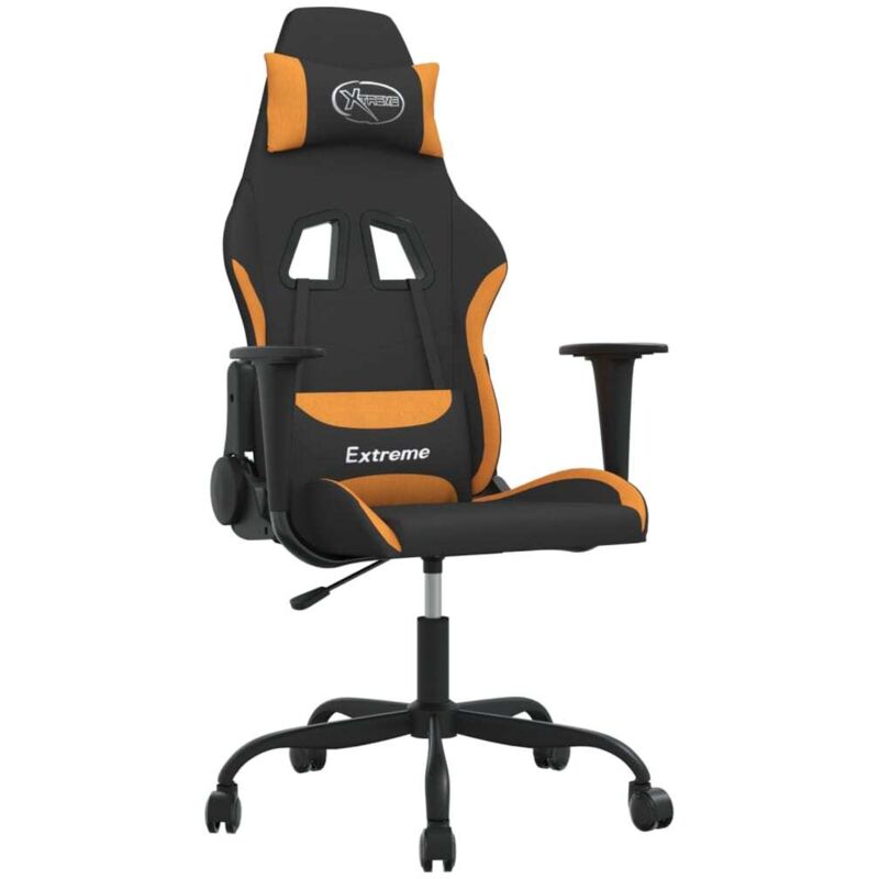 Vidaxl chaise de jeu de massage noir et orange tissu