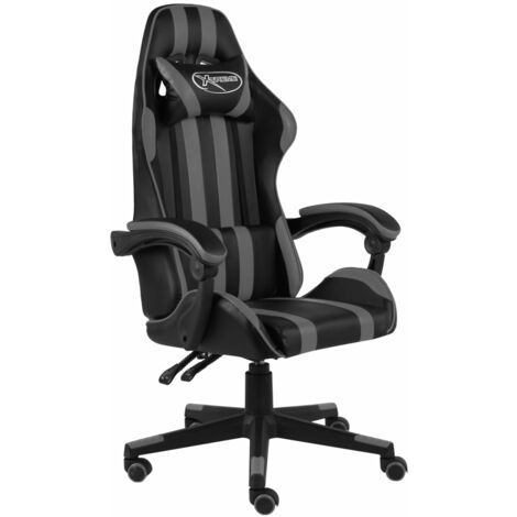 Fauteuil de jeux Siège gamer Chaise de jeu vidéo Noir et gris Similicuir ZSD81231 BonneVie