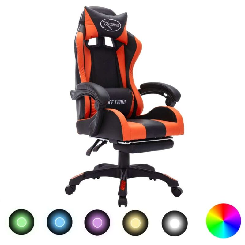 Vidaxl - Fauteuil de jeux vidéo avec led rvb Orange et noir Similicuir