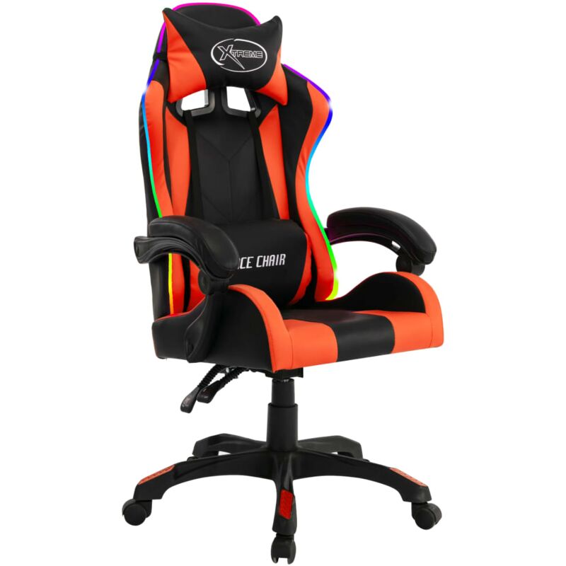 Vidaxl - Fauteuil de jeux vidéo avec led rvb Orange et noir Similicuir