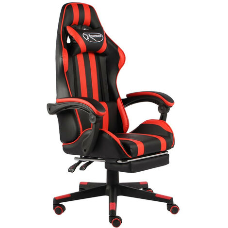 Fauteuil de jeux vidéo et repose-pied Noir et rouge Similicuir