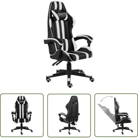 Fauteuil de jeux vidéo Noir et blanc Similicuir