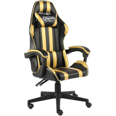 Fauteuil de jeux vidéo Noir et doré Similicuir