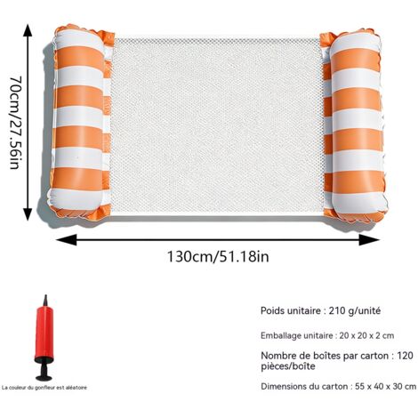 fauteuil de loisirs aquatique à 2 poteaux,matelas gonflable portable pour piscine Bouée gonflable pour adultes et enfants-Orange(Pompe à air,Rayée,1 unité)