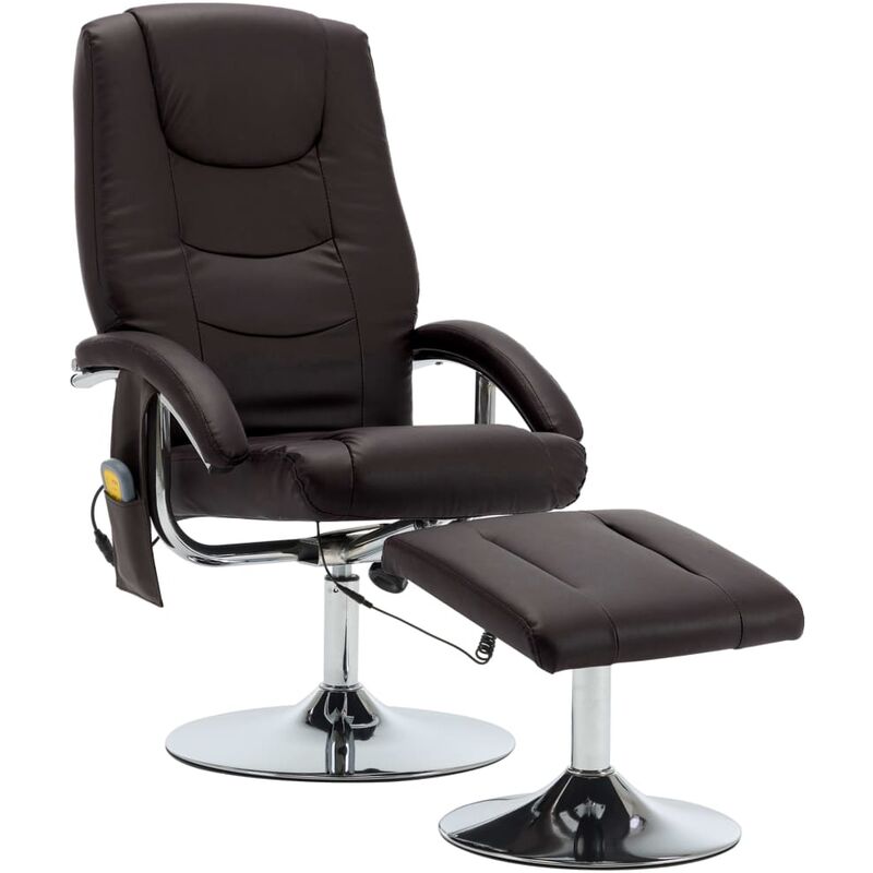 Fauteuil de massage avec repose-pied Marron Similicuir Vidaxl Marron