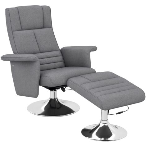 Fauteuil de massage avec repose-pieds, fauteuil TV avec dossier réglable et assise pivotante à 360°, 78 x 95 x 88 cm, gris foncé