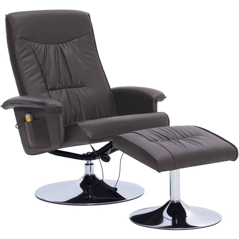 Fauteuil de massage avec repose-pied Gris Similicuir Vidaxl Gris