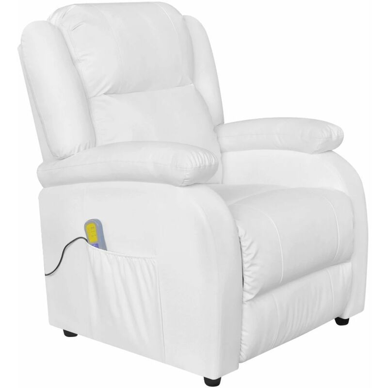 Nova - Fauteuil de massant électrique rétinIable avec repose-pieds en écos Fauteuil de massage Blanc crème Similicuir