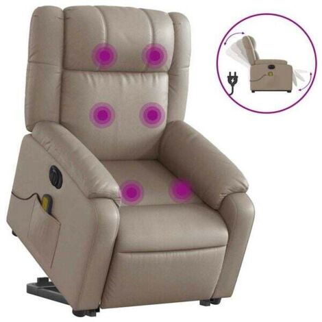 Fauteuil de massage électrique inclinable, couleur cappuccino, similicuir