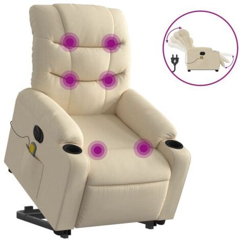 Fauteuil de massage électrique inclinable en tissu couleur crème