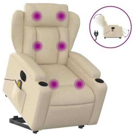 Fauteuil de massage électrique inclinable en tissu couleur crème