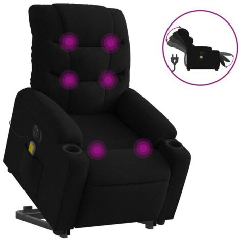 Fauteuil de massage électrique inclinable en tissu noir