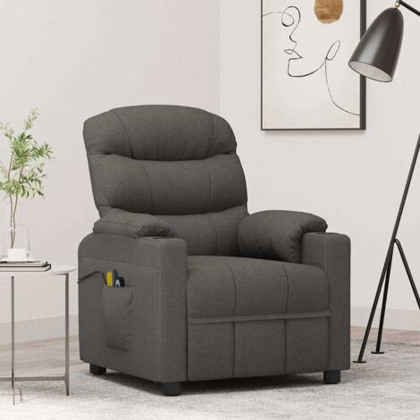 Fauteuil de Massage électrique Relaxation  Fauteuil de Luxe Gris foncé Tissu -BV20779