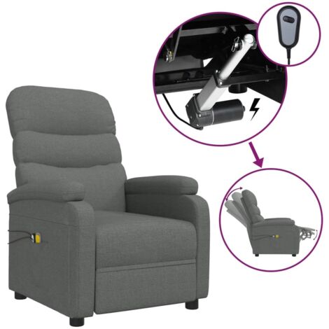 Fauteuil de Massage électrique Relaxation  Fauteuil de Luxe Gris foncé Tissu -BV83672