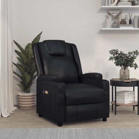 Fauteuil de Massage électrique Relaxation  Fauteuil de Luxe Noir Similicuir -BV71740